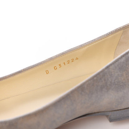 Chanel Metallic Lambskin Grosgrain Camellia Cap Toe Ballerina Flats 39.5 Beige 7 of 10