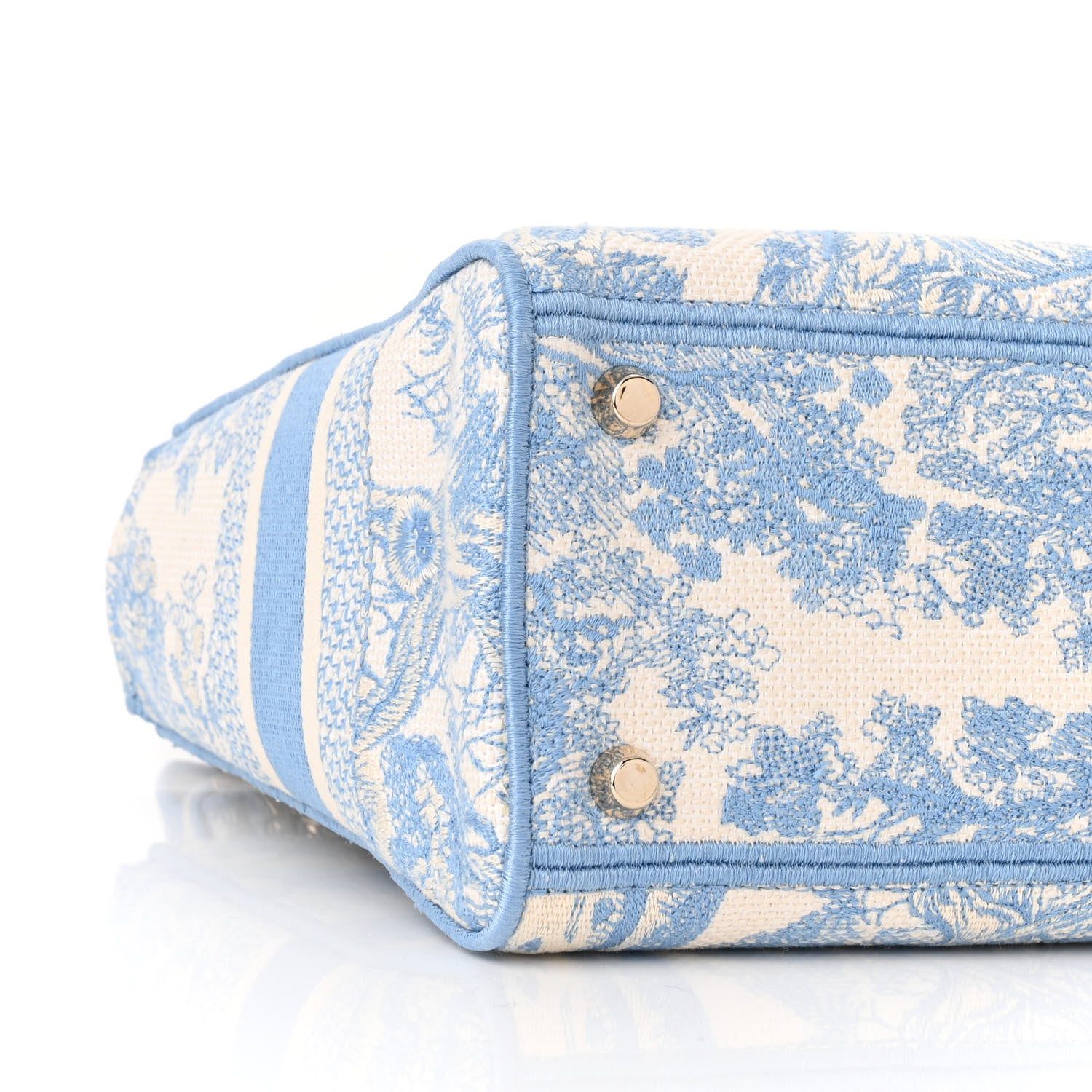 Christian Dior Canvas Toile De Jouy Embroidered Medium Lady D-Lite Blue 8 of 9