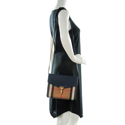 Burberry Pebbled Calfskin House Check Small Macken Crossbody Bag Ink Blue 2 of 8