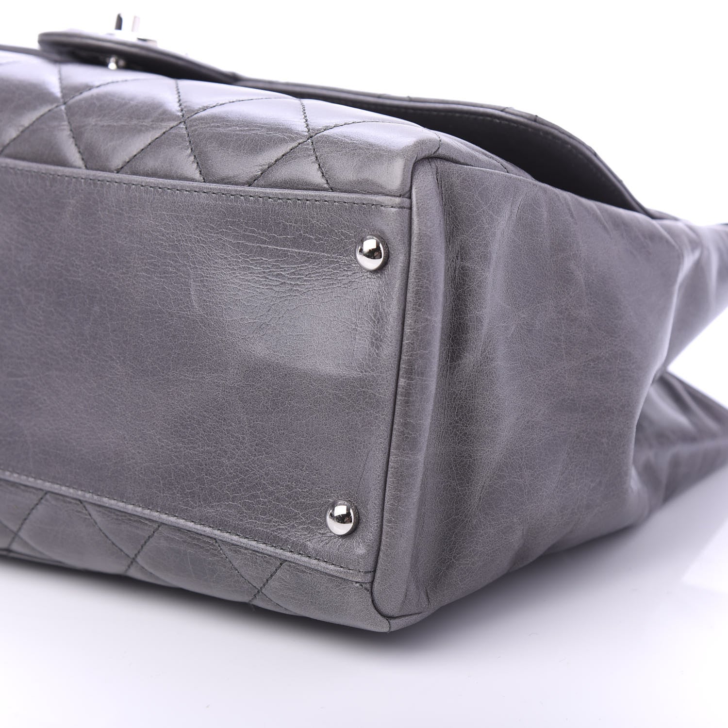 Chanel Glazed Calfskin Quilted Small CC Delivery Tote Grey 7 of 10