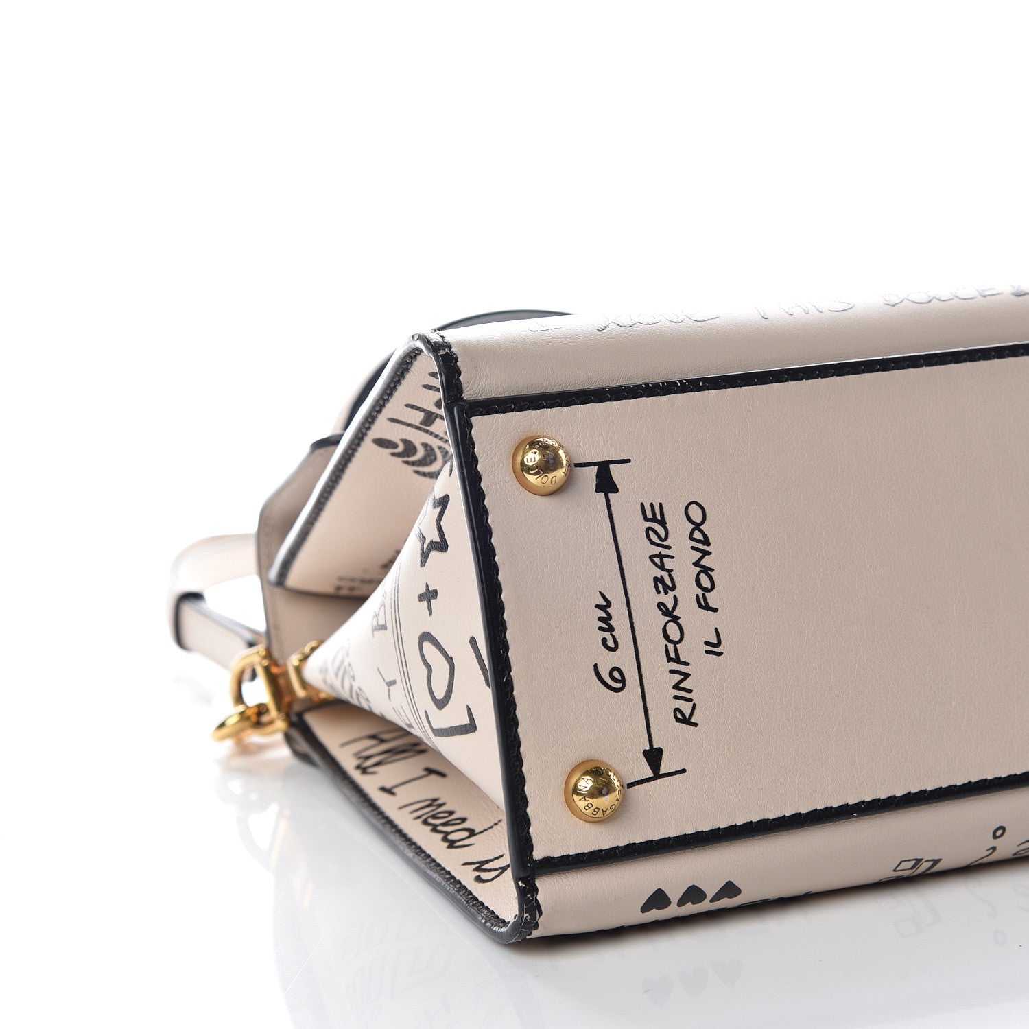 Dolce & Gabbana Calfskin Graffiti Printed Welcome Satchel White Black 6 of 13
