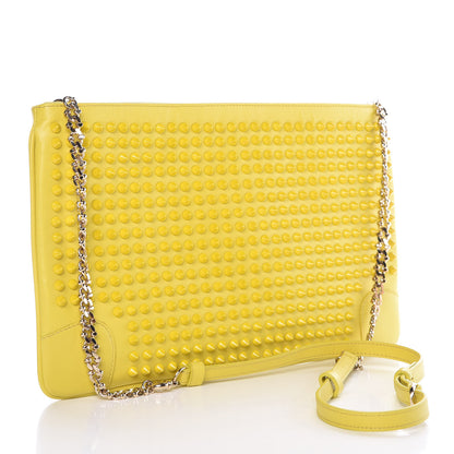 Christian Louboutin Calfskin Studded Loubiposh Chain Clutch Sun 3 of 9