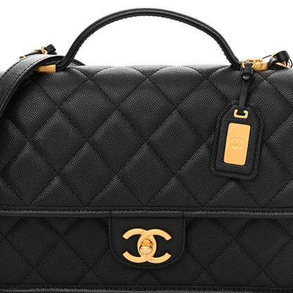 Chanel Caviar Quilted School Memory Small Top Handle Flap Black 8 of 11