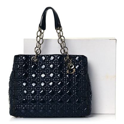 Christian Dior Patent Cannage Large Dior Soft Shopping Tote Navy Blue 13 of 13