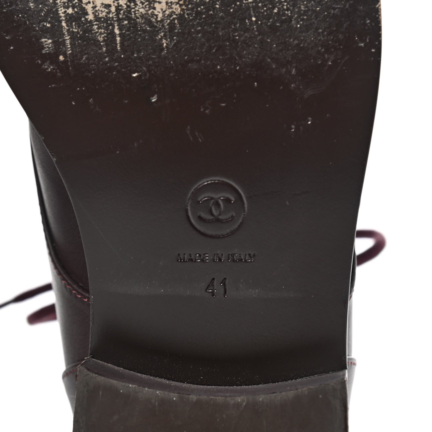 Chanel Calfskin Lace Up CC Short Boots 41 Burgundy 9 of 13