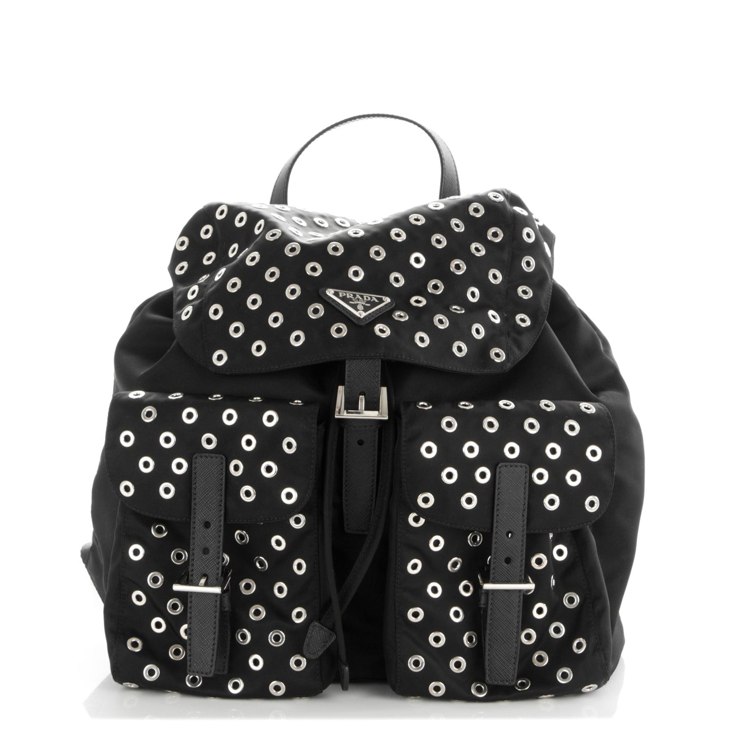 Tessuto Nylon Grommet Backpack Black