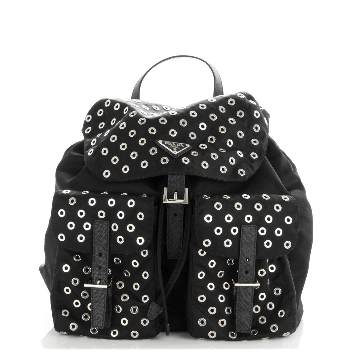 Prada Tessuto Nylon Grommet Backpack Black 1 of 6