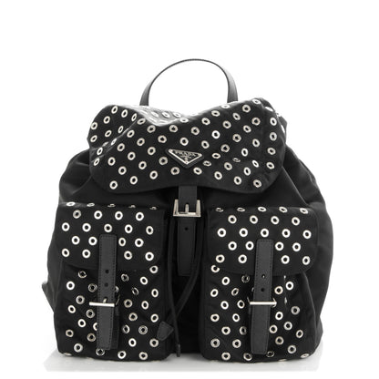 Prada Tessuto Nylon Grommet Backpack Black 1 of 6