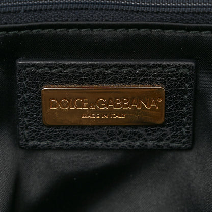 Dolce & Gabbana Denim Lace Calfskin Ruffled Miss Rouche Satchel Blue Black 6 of 9