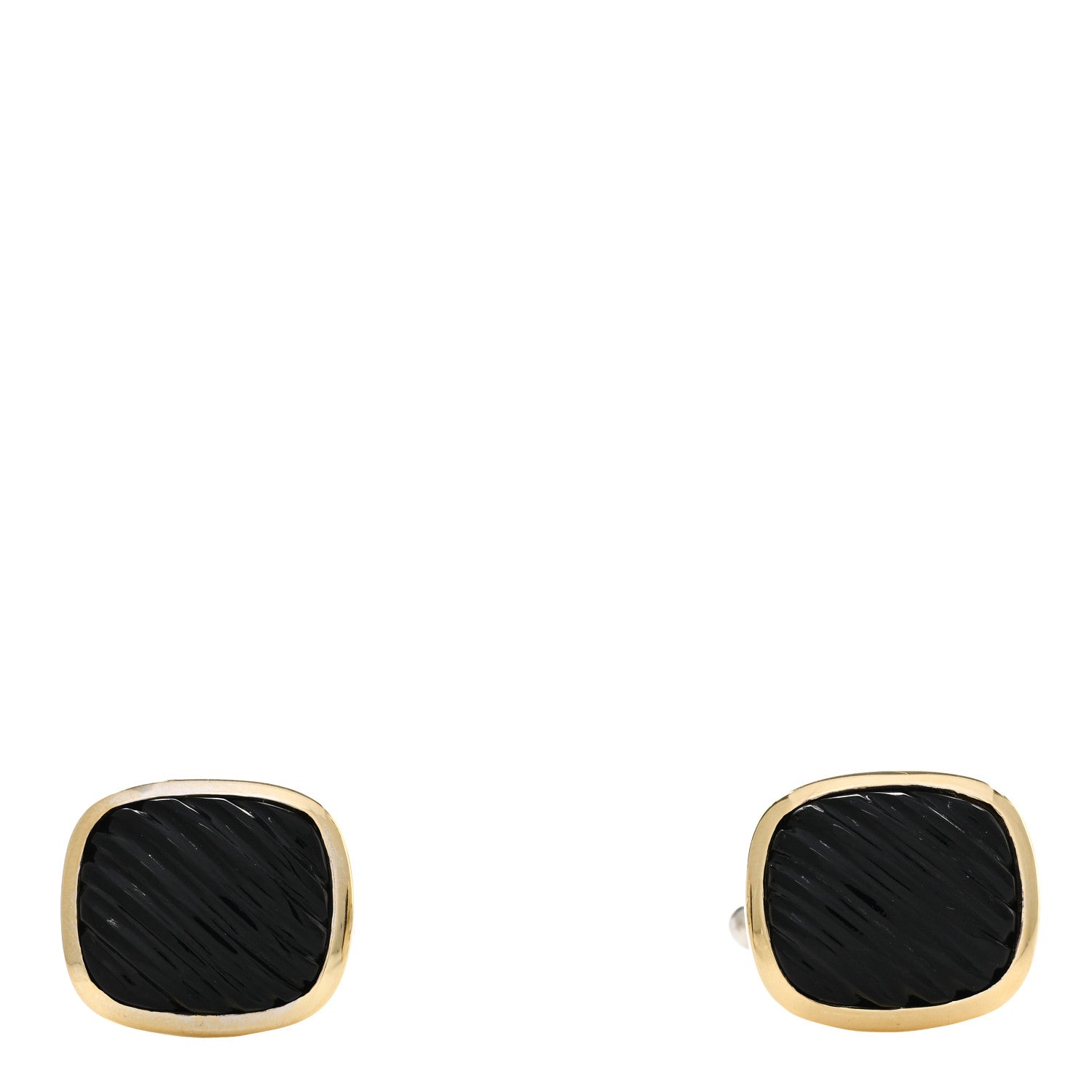 David Yurman Sterling Silver 18K Yellow Gold Black Onyx Albion Cufflinks 1 of 5