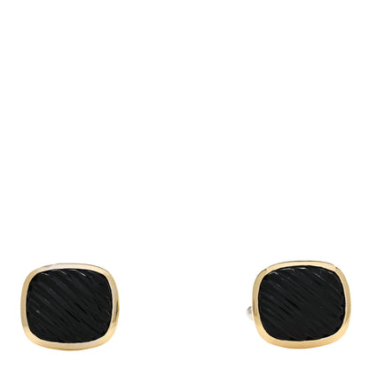 David Yurman Sterling Silver 18K Yellow Gold Black Onyx Albion Cufflinks 1 of 5