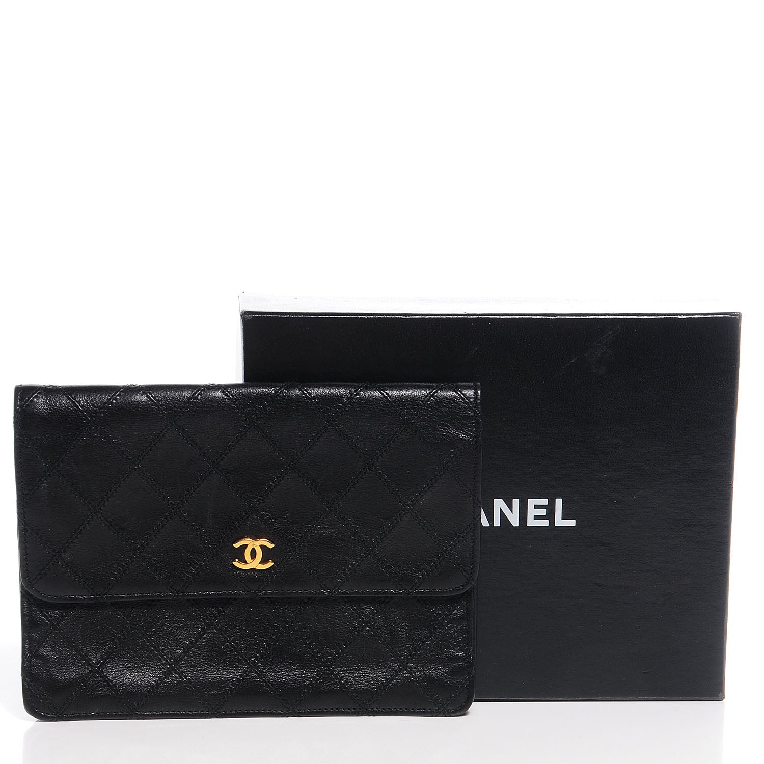 Chanel Leather Diamond Stitch Compact Wallet Black 5 of 8