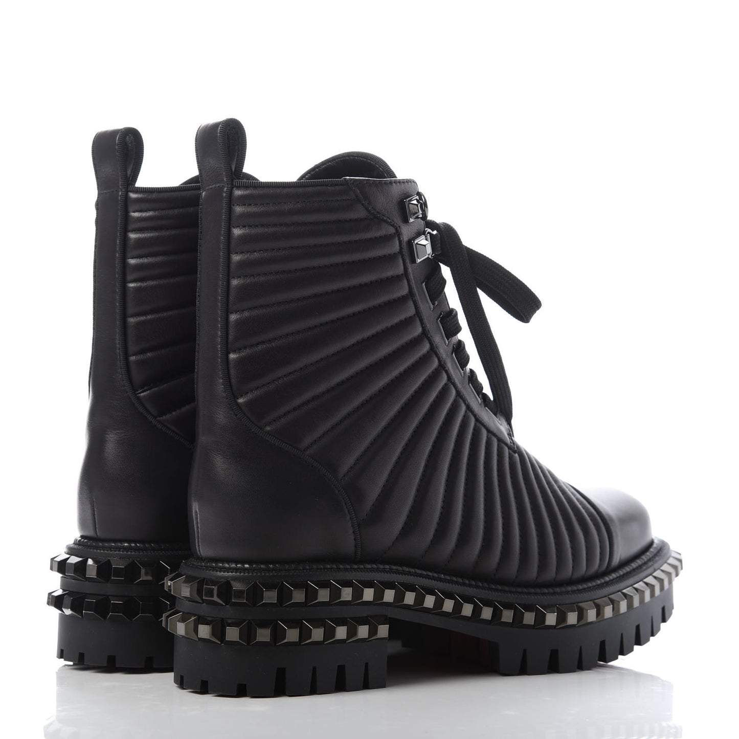 Calfskin Quilted Yetota Combat Boots 37 Black