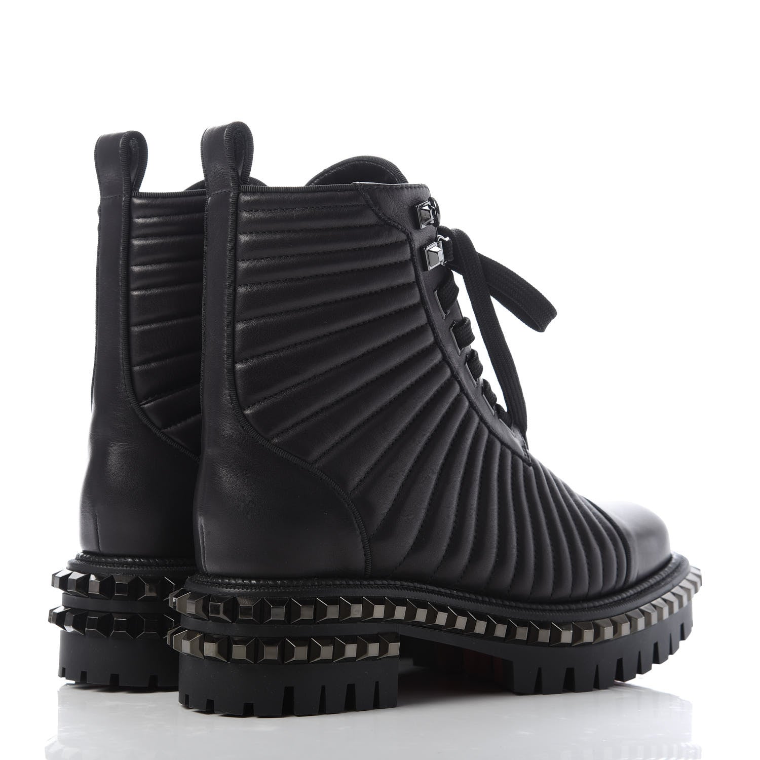 Christian Louboutin Calfskin Quilted Yetota Combat Boots 37 Black 4 of 8