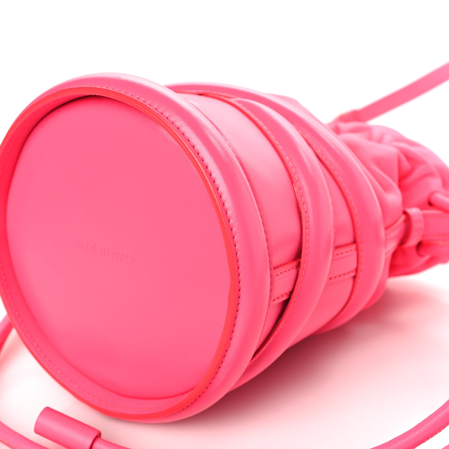 Calfskin The Soft Curve Drawstring Bag Neon Pink