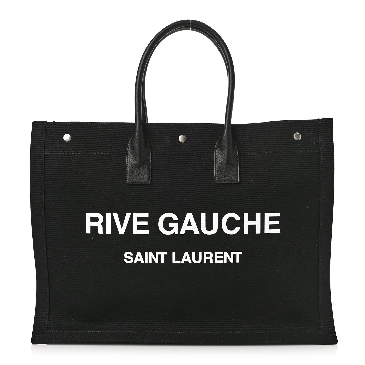 Linen Calfskin Rive Gauche Tote Black