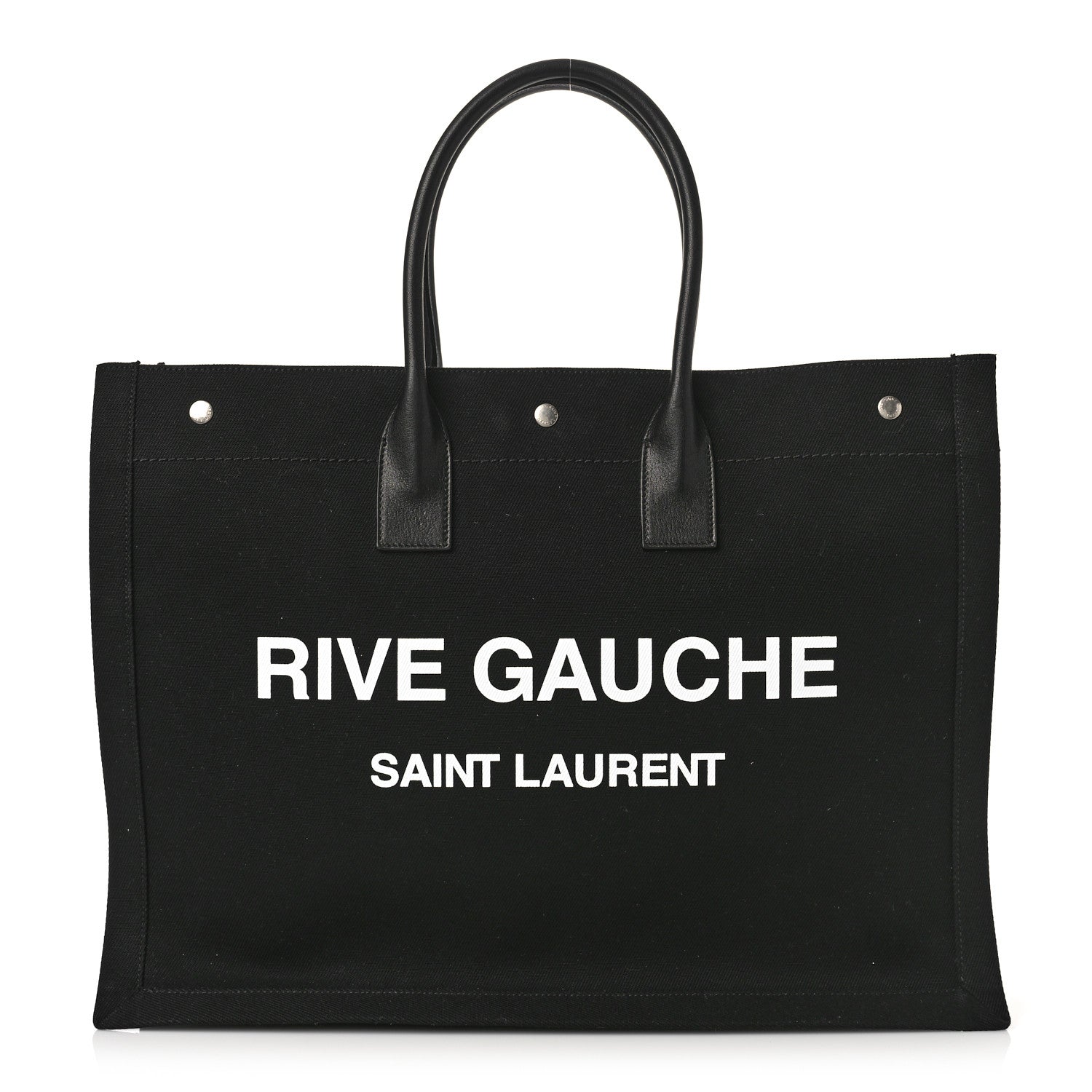 Saint Laurent Linen Calfskin Rive Gauche Tote Black 1 of 8