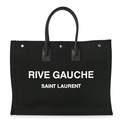 Saint Laurent Linen Calfskin Rive Gauche Tote Black 1 of 8