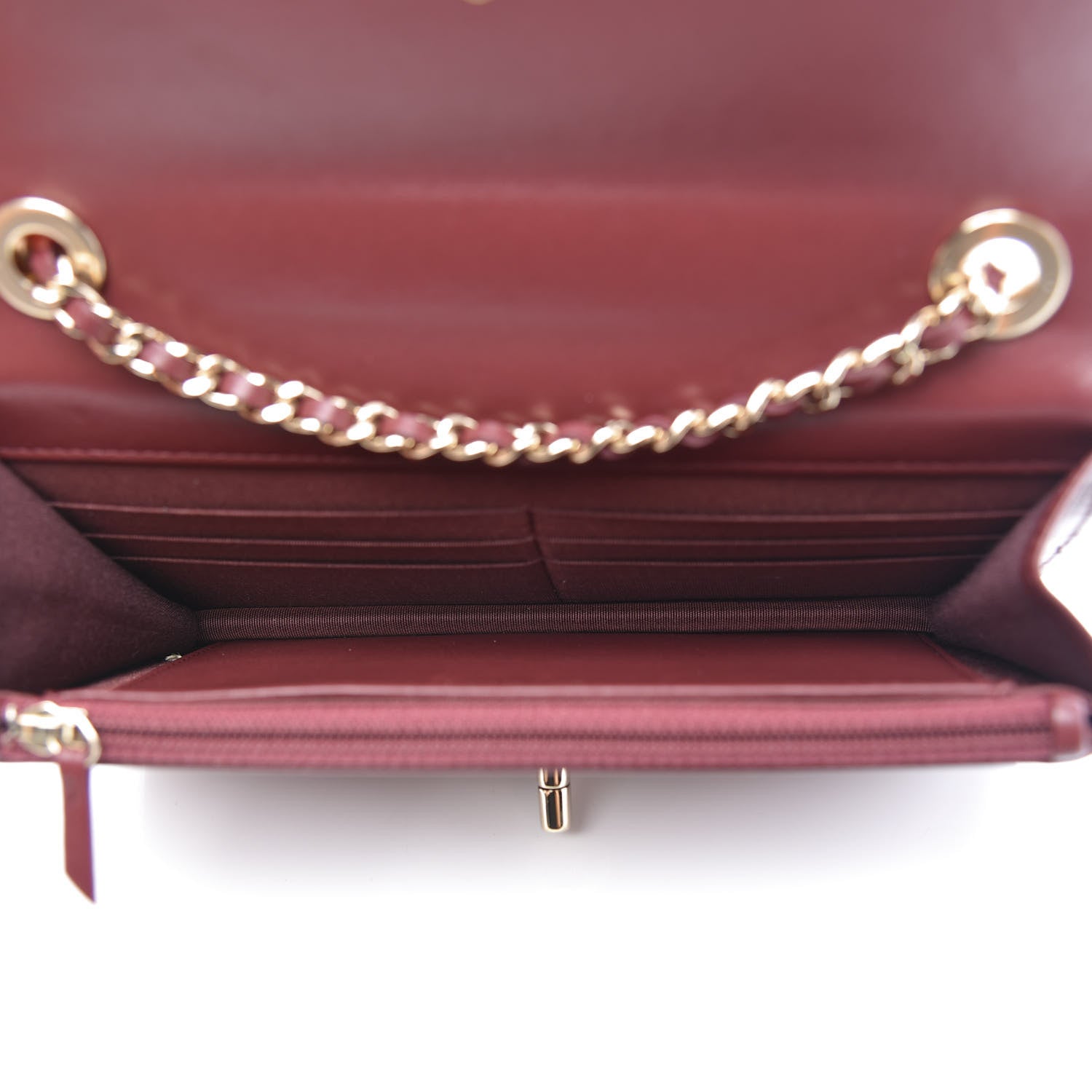 Chanel Lambskin Quilted Trendy CC Wallet On Chain WOC Burgundy 5 of 11