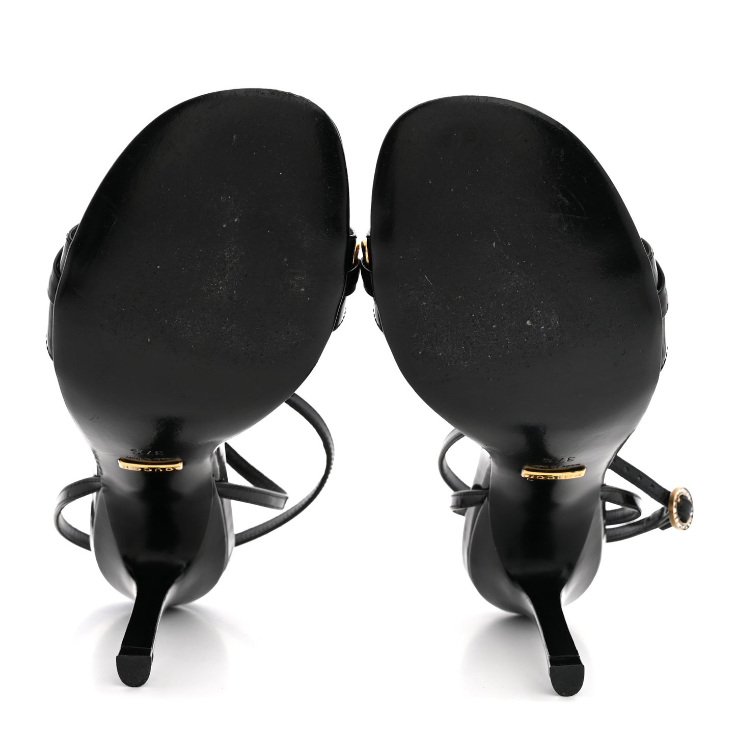 Regent Calfskin Crystal Strappy Horsebit Sandals 37.5 Black