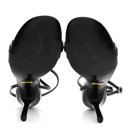 Gucci Regent Calfskin Crystal Strappy Horsebit Sandals 37.5 Black 6 of 11