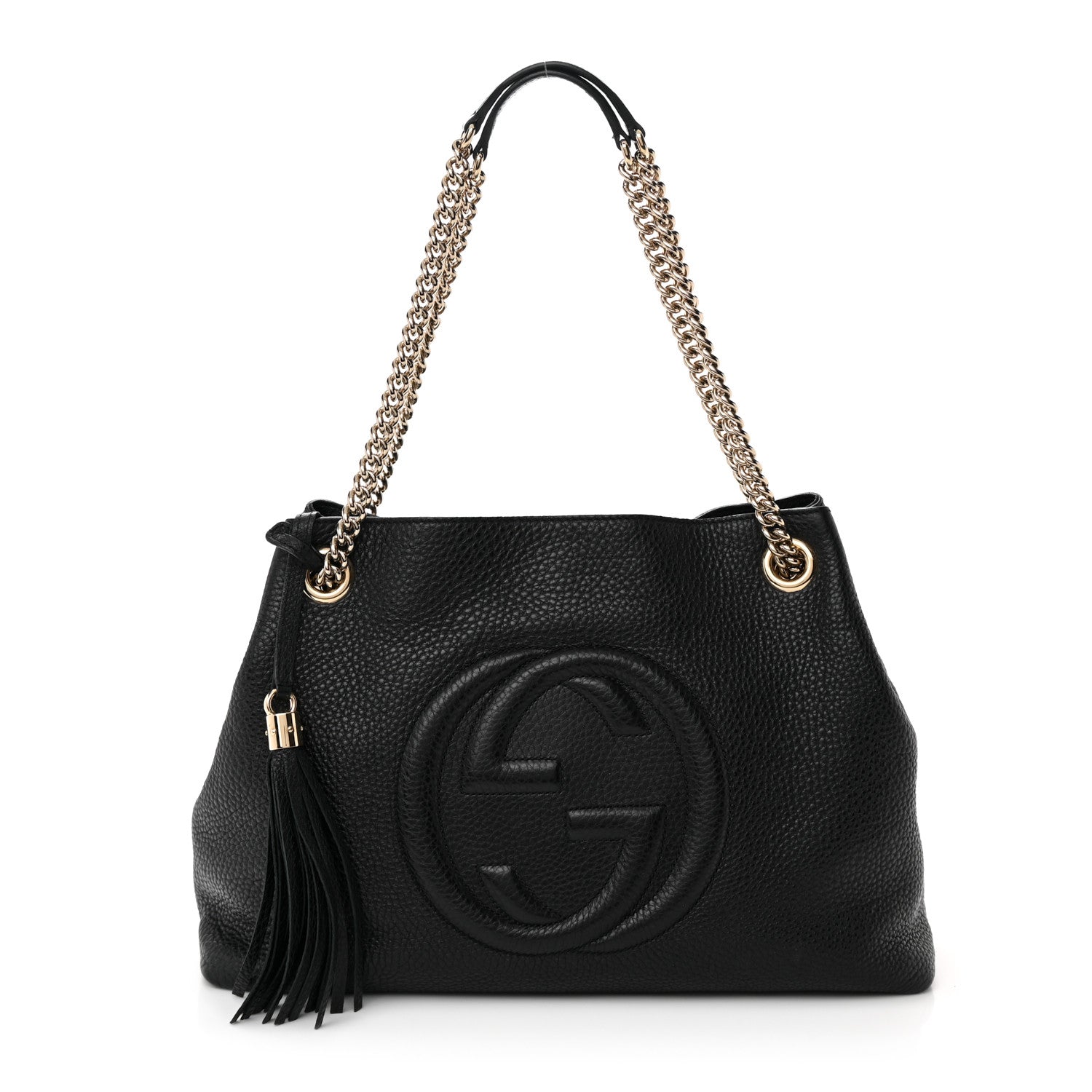 Gucci Pebbled Calfskin Medium Soho Chain Shoulder Bag Black 1 of 17