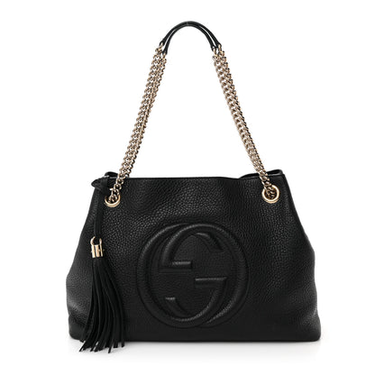 Gucci Pebbled Calfskin Medium Soho Chain Shoulder Bag Black 1 of 17