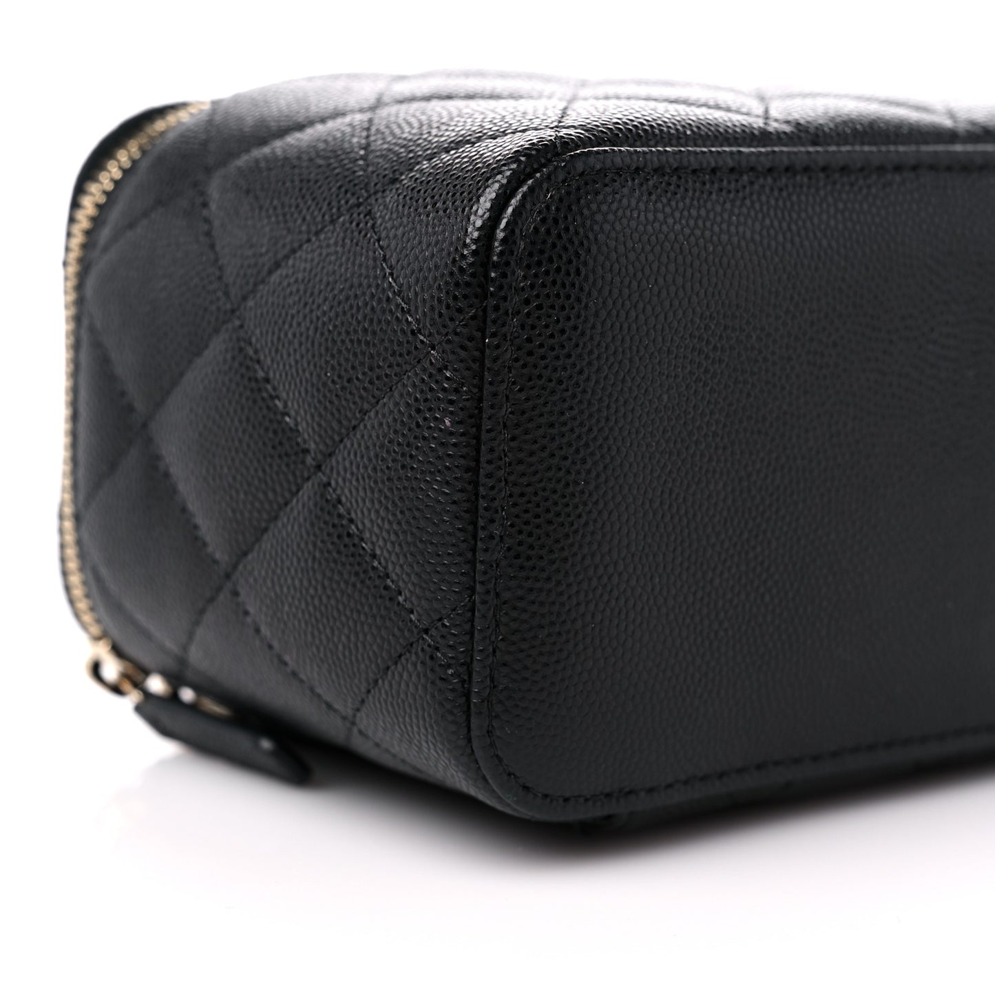 Caviar Quilted Small Vanity Case With Chain Black