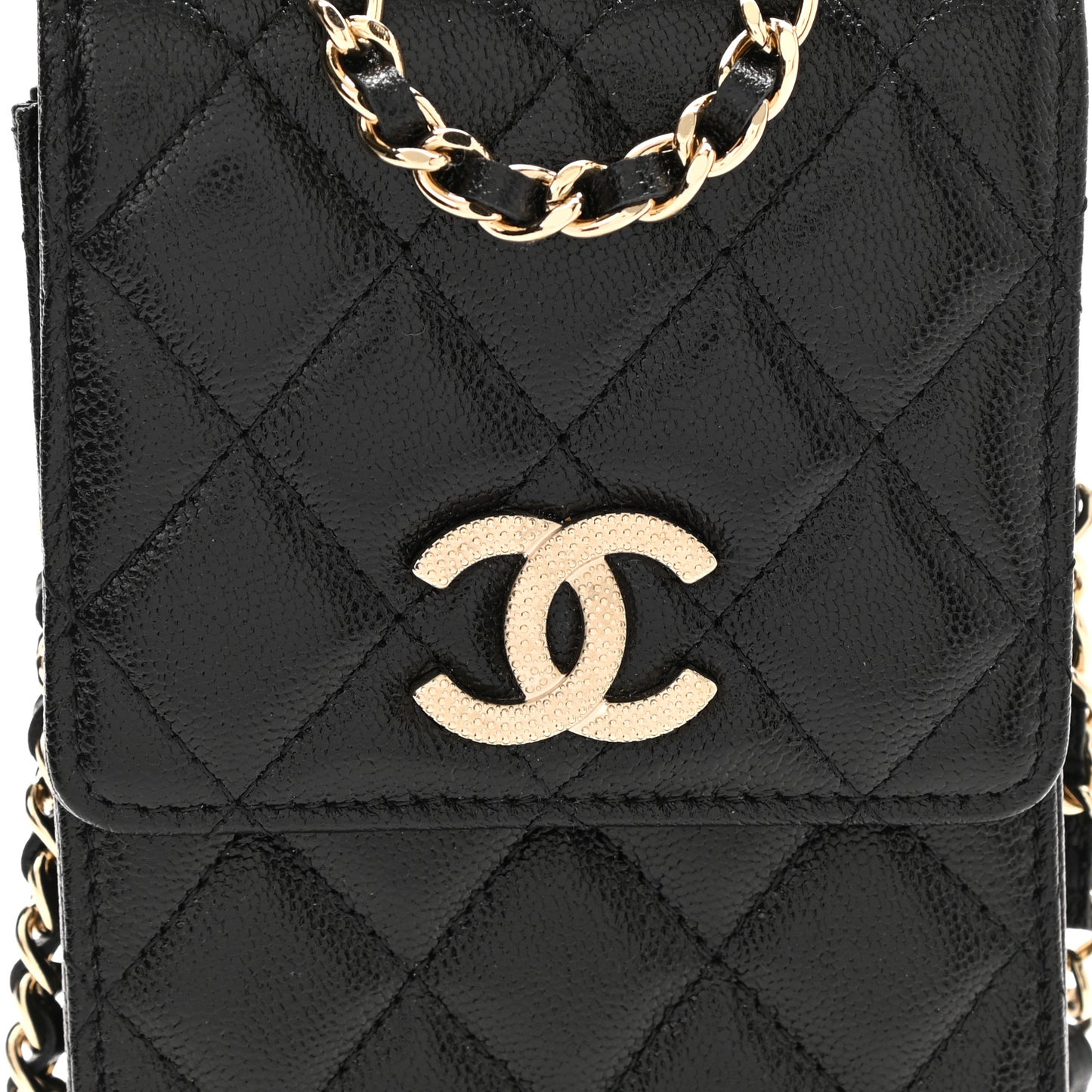 Caviar Quilted Classic Phone Holder Black