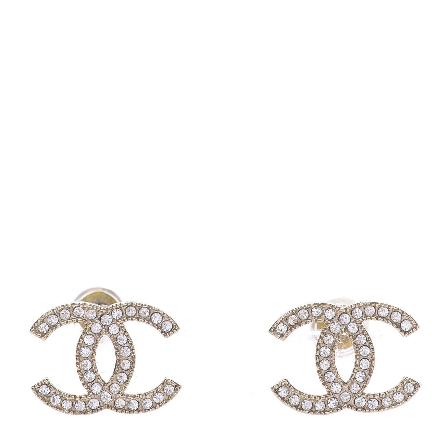 Chanel Crystal CC Earrings Gold 1 of 7
