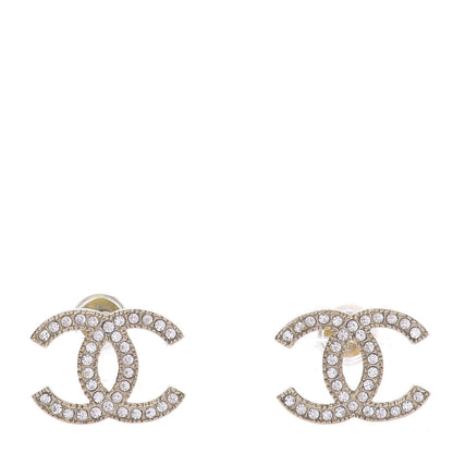 Chanel Crystal CC Earrings Gold 1 of 7