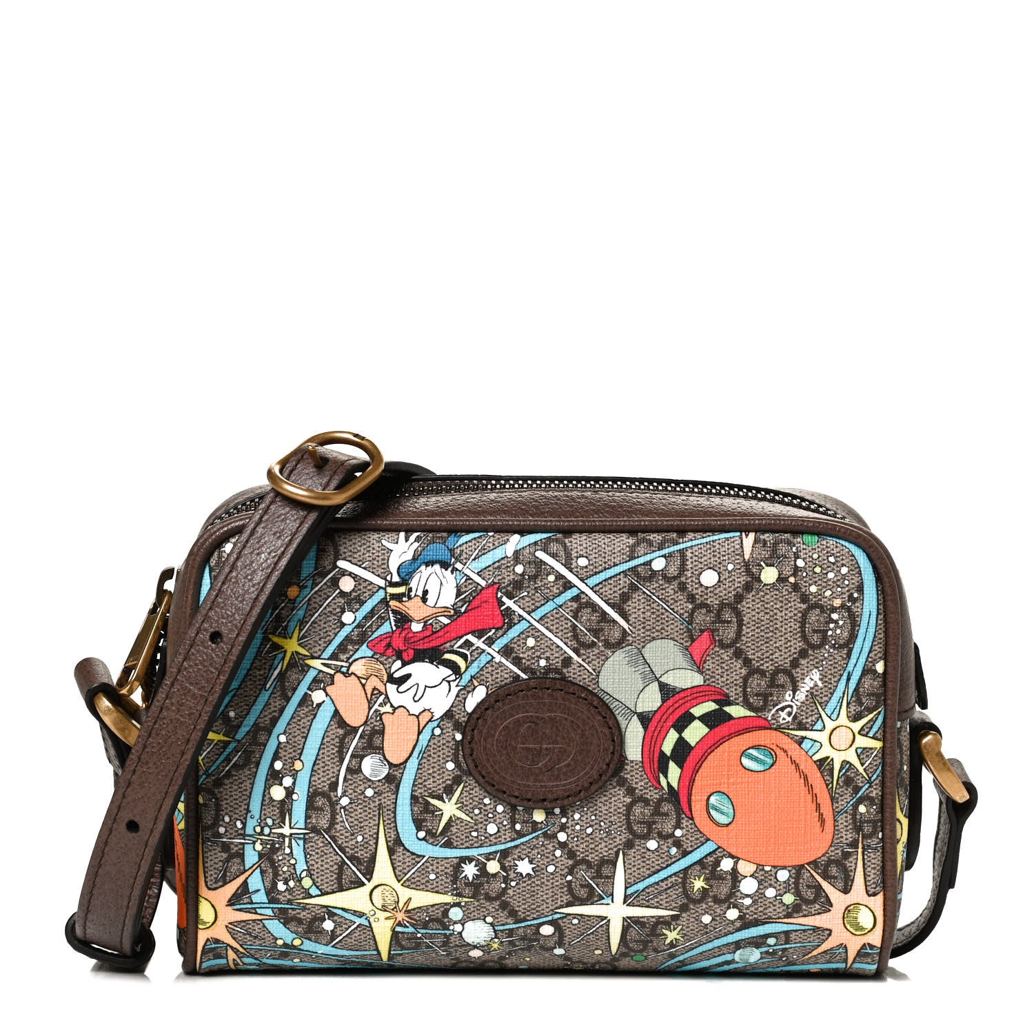 Gucci X DISNEY GG Supreme Monogram Donald Duck Interlocking G Shoulder Bag Beige Multicolor New Acero 1 of 12