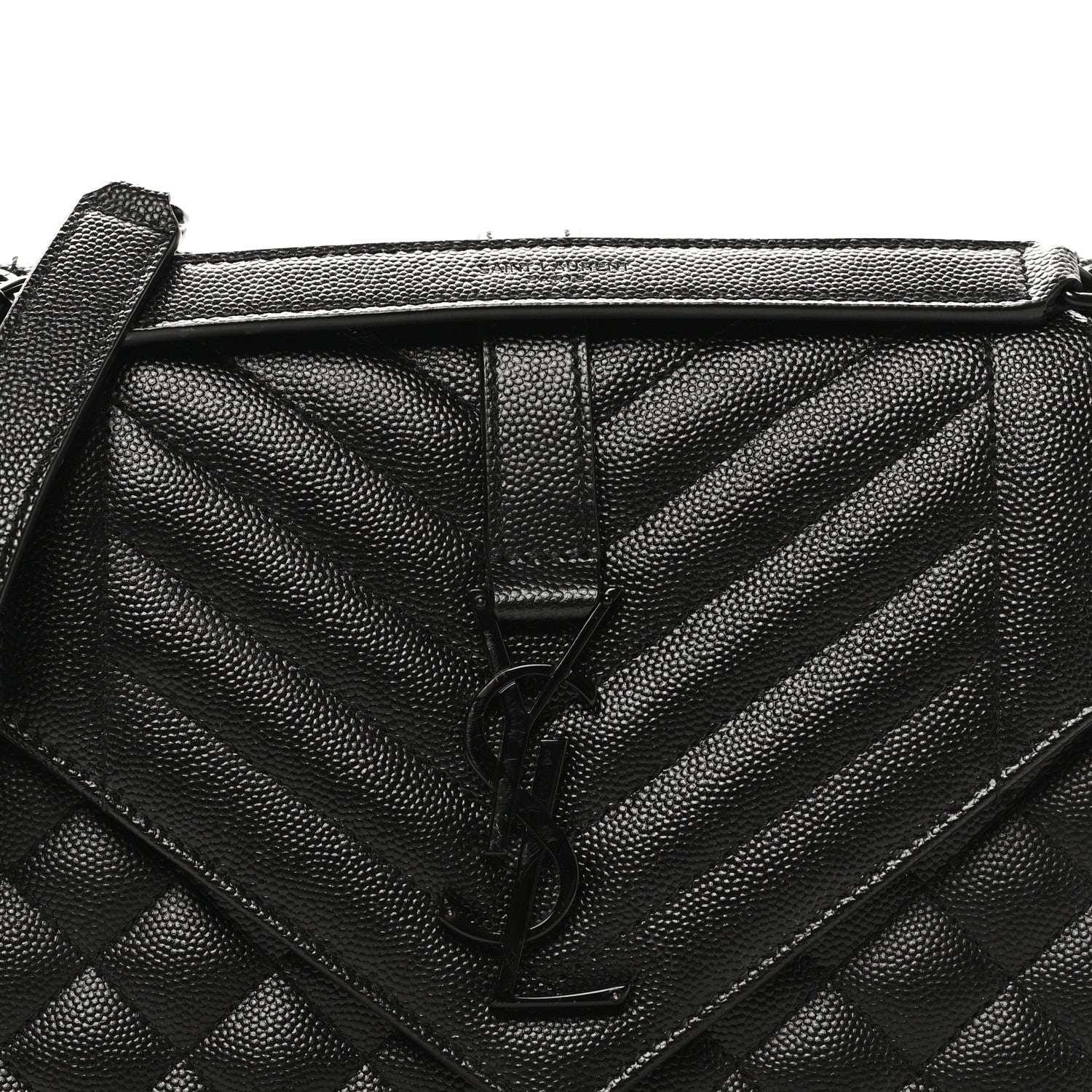 Saint Laurent Grain De Poudre Textured Mixed Matelasse Triquilt Medium Monogram Monochrome Satchel Black 8 of 10