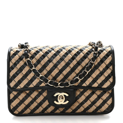 Chanel Raffia Jute Striped Small Urban Jungle Single Flap Black Beige 1 of 11