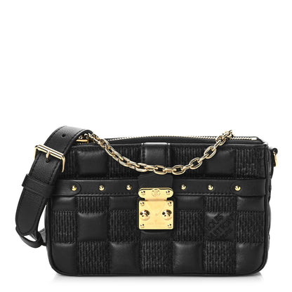Louis Vuitton LOUIS VUITTON Damier Quilt Lambskin Troca Pochette Black 1 of 8