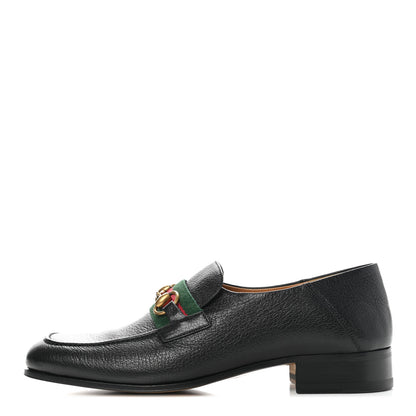Gucci Havely Kid Web Mens Horsebit Loafers 8 Black 1 of 12