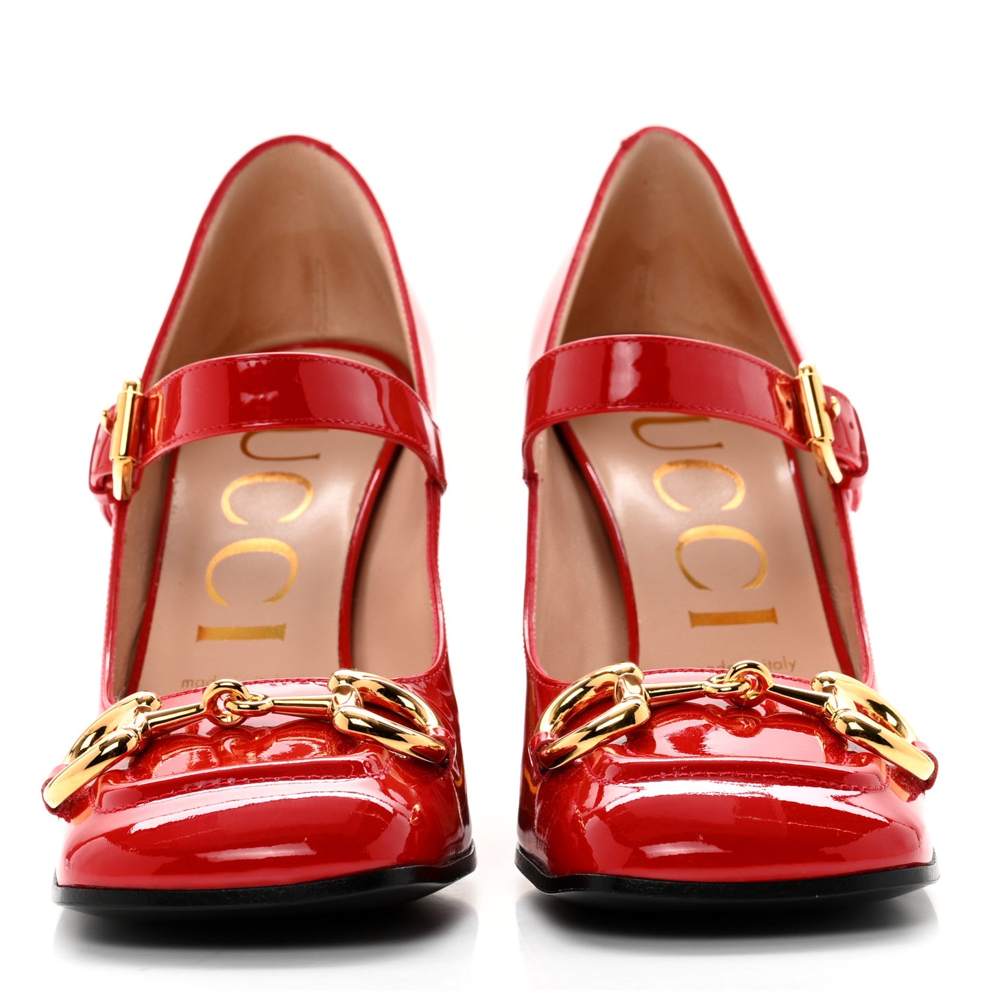 Patent Womens Horsebit Mid-Heel Mary Jane Pumps 38.5 Maple Red