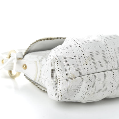 Fendi Calfskin Perforated Mini Chef Shoulder Bag White 6 of 9