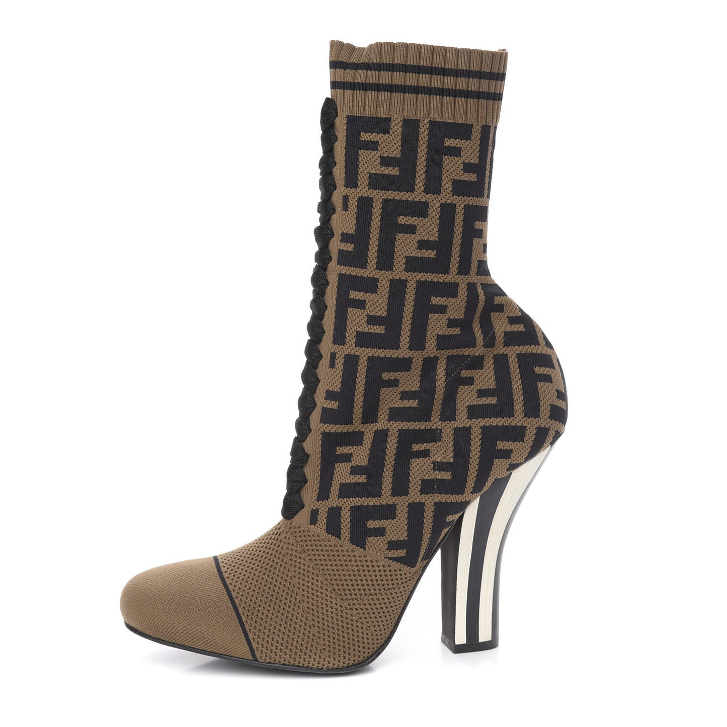 Stretch Fabric Jacquard FF Rockoko 105mm Sock Boots 41 Tobacco