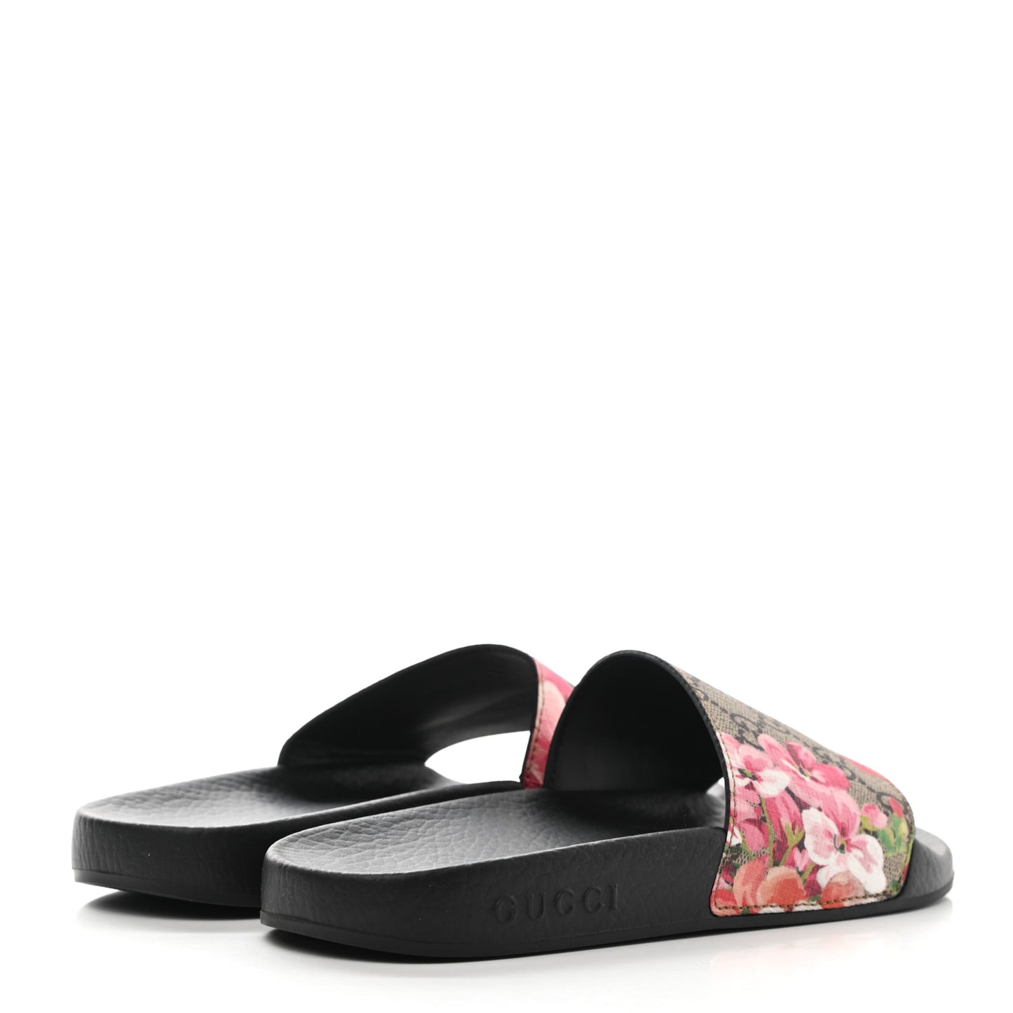 GG Supreme Monogram Blooms Slide Sandals 37 Beige Multicolor