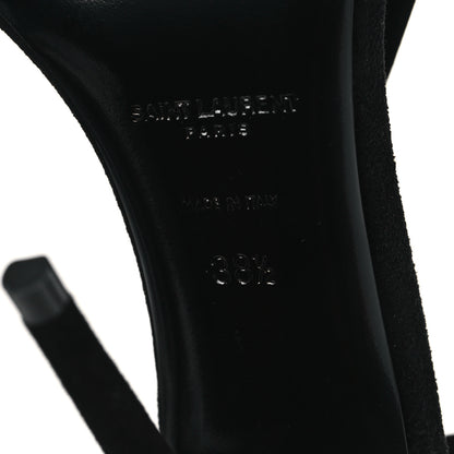 Saint Laurent Suede Deva 105 Ankle Strap Sandals 38.5 Black 6 of 8