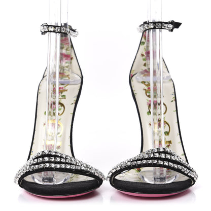Gucci Kid Scamosciato Crystal Ankle Strap High Heel Sandals 35 Black 2 of 9