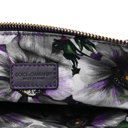 Dolce & Gabbana Canvas Vitello Iguana Embossed Anemone Print Pouch Purple 6 of 9