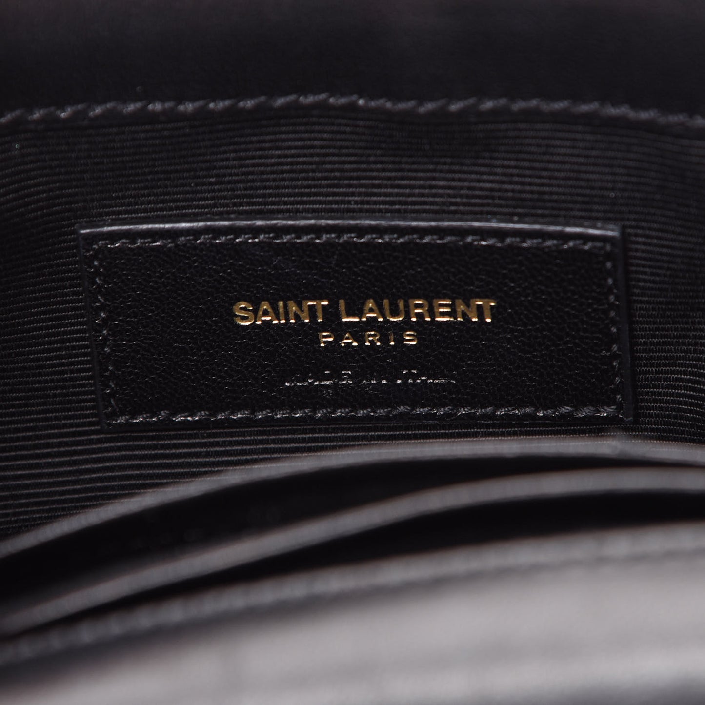 Grained Calfskin Matelasse Chevron Monogram Classic Baby Chain Bag Black