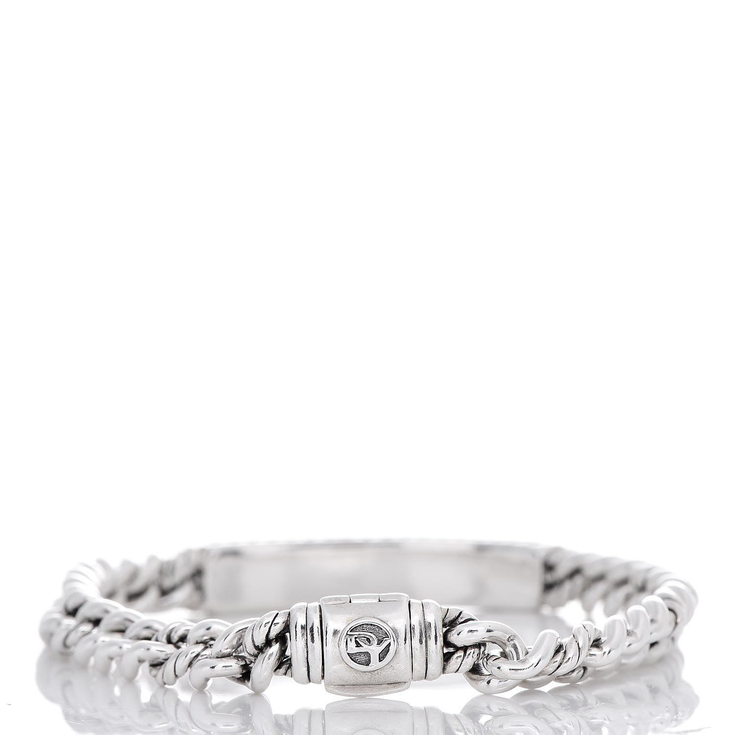 David Yurman Sterling Silver Diamond 7mm Petite Pave Curb Link Love ID Bracelet 3 of 4