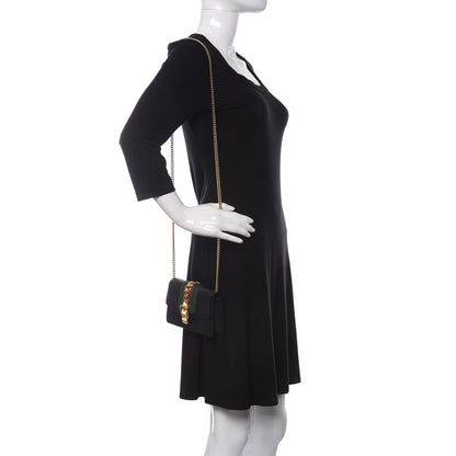 Gucci Calfskin Super Mini Sylvie Chain Shoulder Bag Black 2 of 10