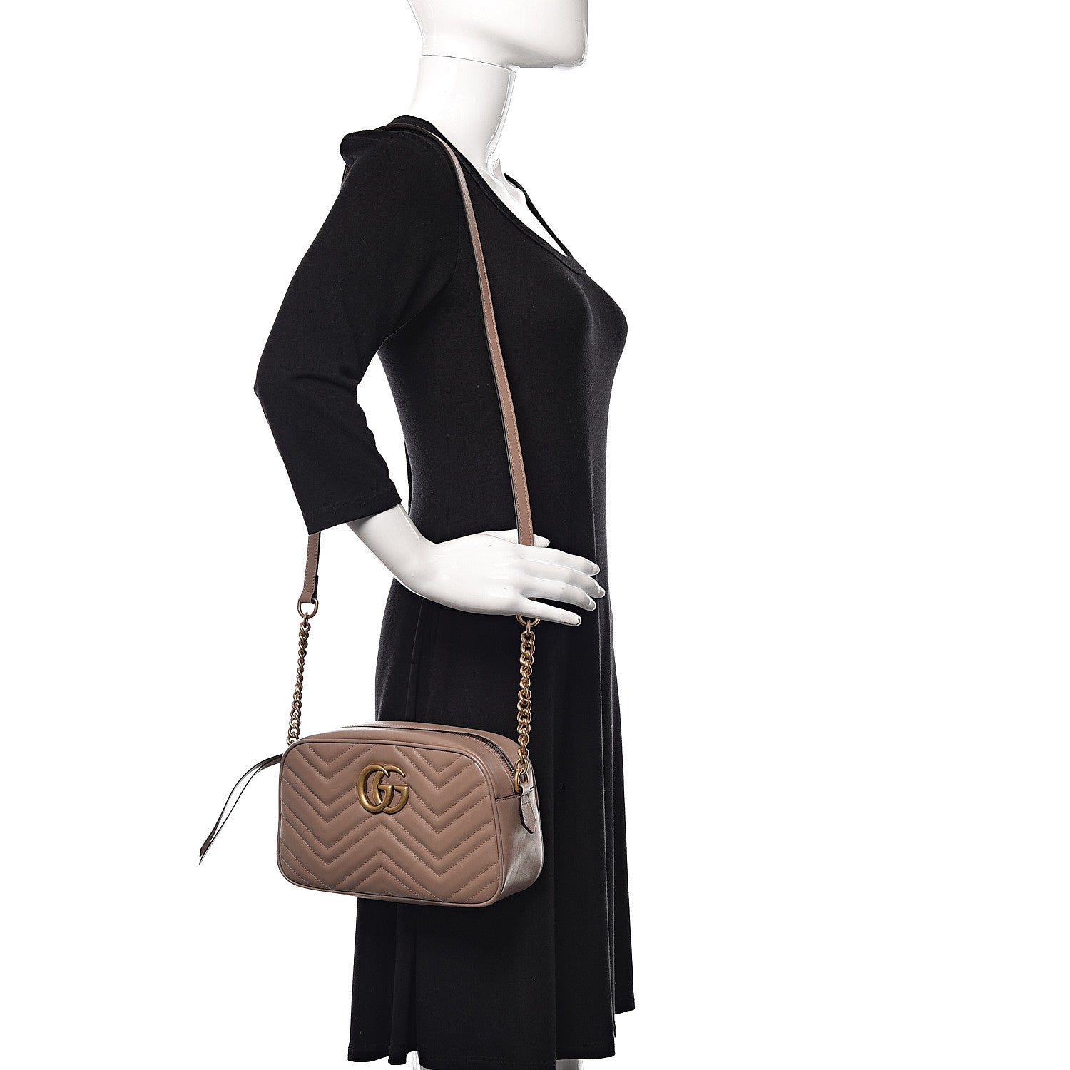 Gucci Calfskin Matelasse Small GG Marmont Chain Shoulder Bag Porcelain Rose 2 of 10