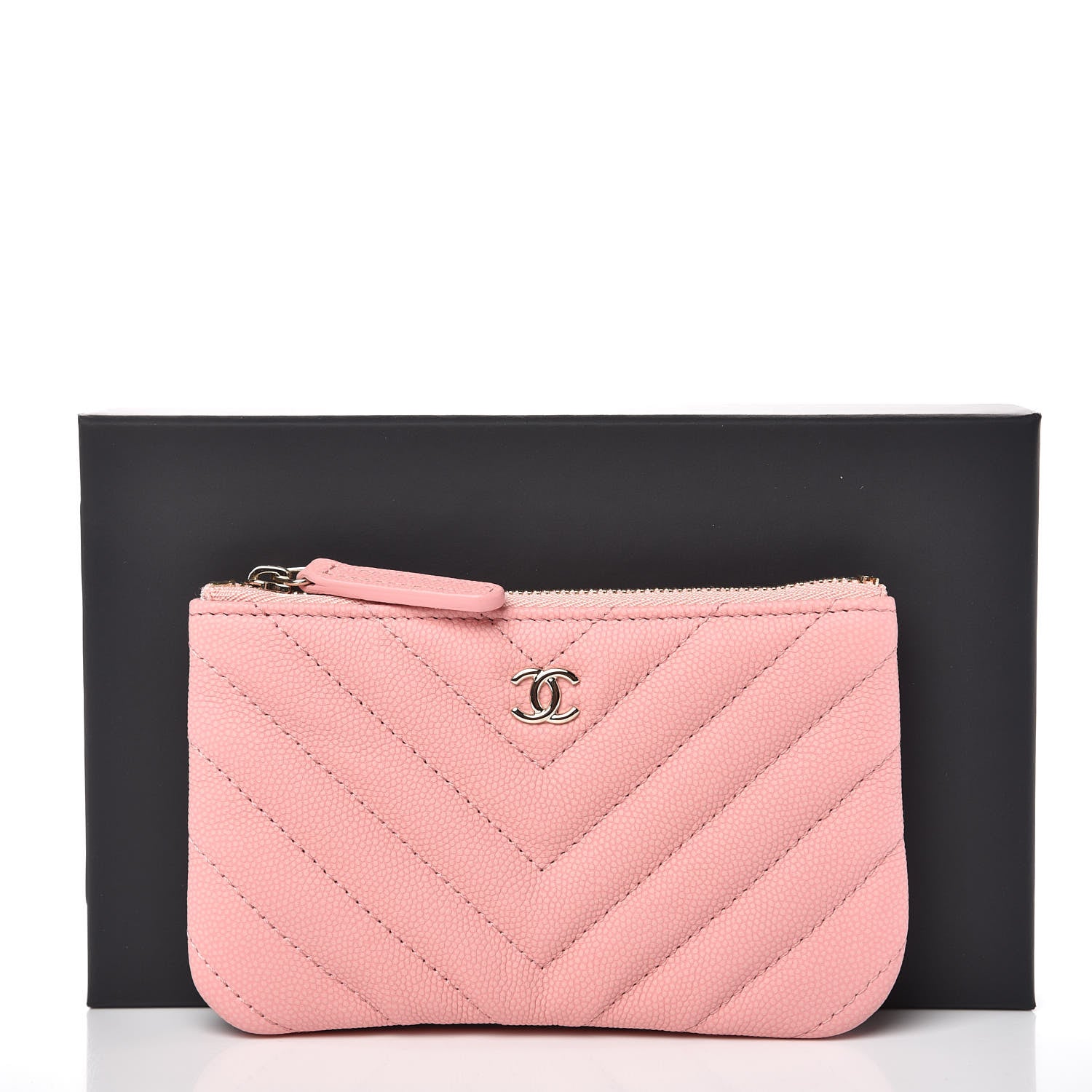 Chanel Caviar Chevron Quilted Small Cosmetic Case Pink 8 of 8