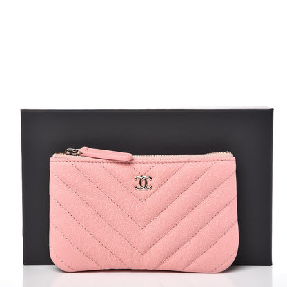 Chanel Caviar Chevron Quilted Small Cosmetic Case Pink 8 of 8