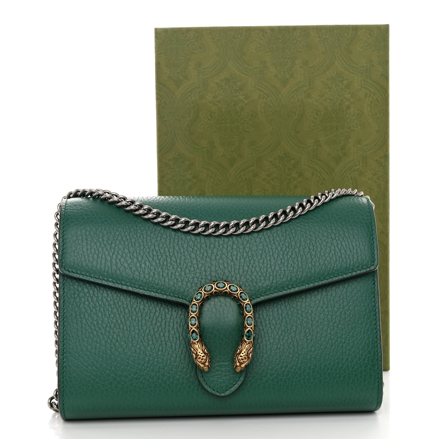 Gucci Calfskin Mini Dionysus Chain Wallet Emerald 11 of 11